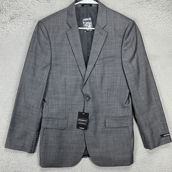 Express Modern Fit Adult Mens Sport Coat Blazer 38R Grey Wool Nylon Blend NEW